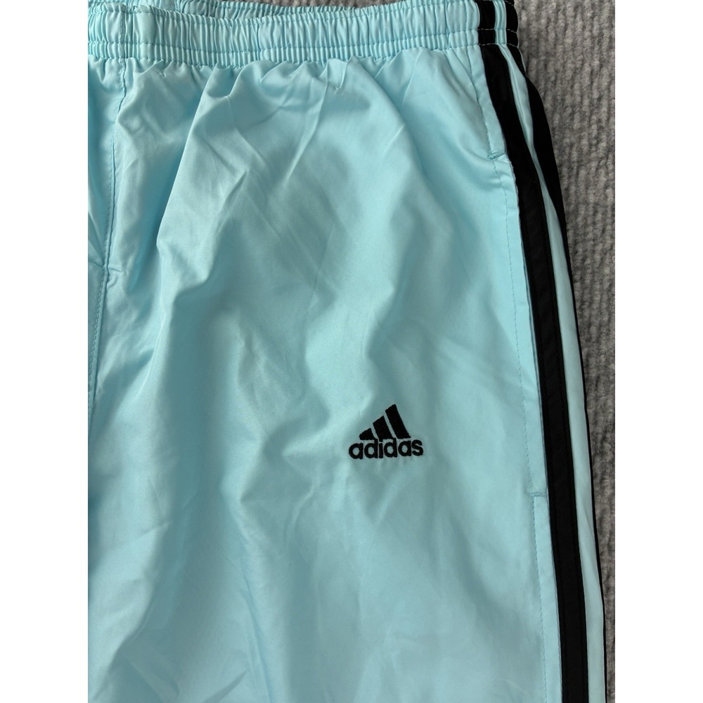 Vintage Y2K Adidas light blue nylon track pants Zipper Ankles 3 Stripes Small - Picture 2 of 9